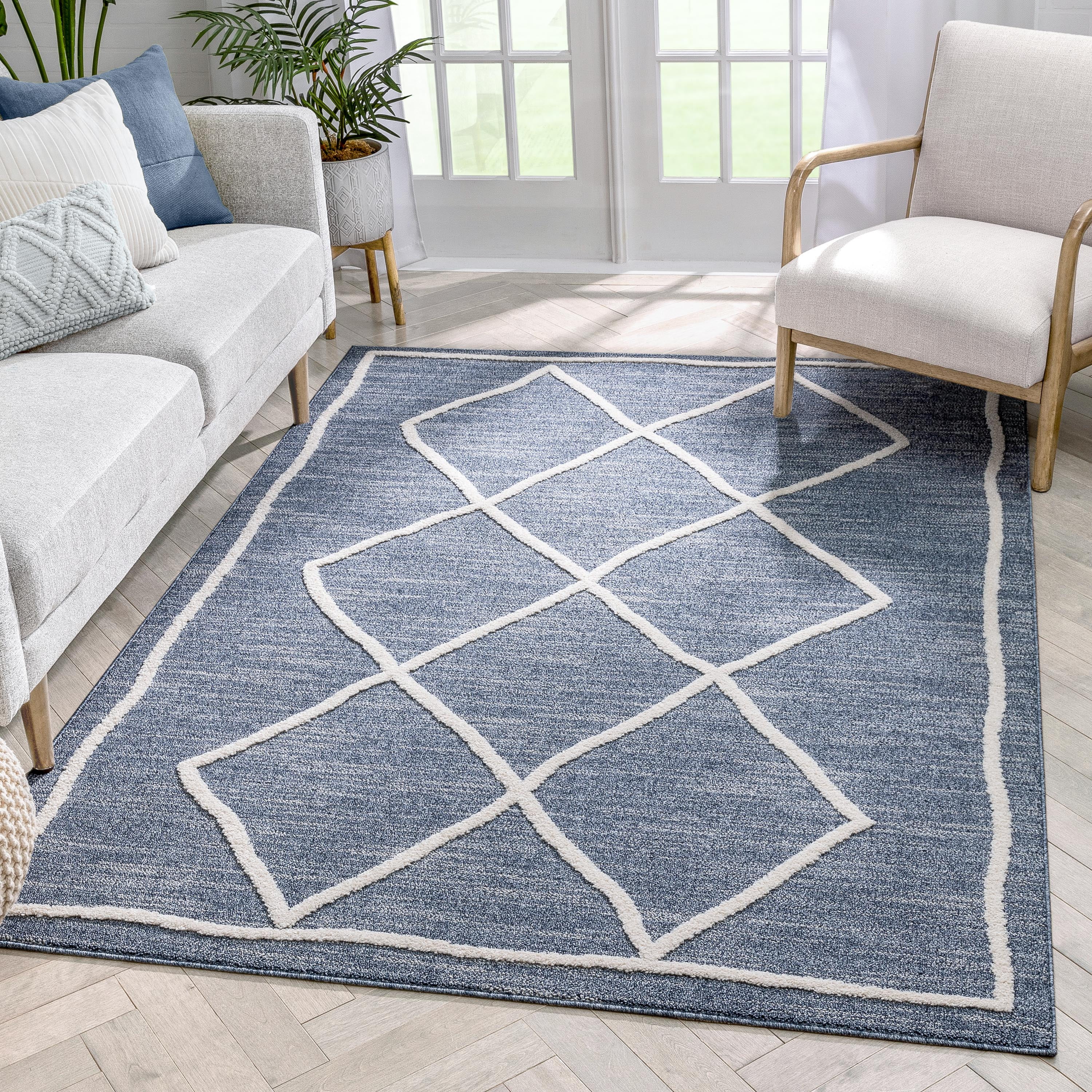 Well Woven Harlow Cora Moroccan Lattice Trellis Blue 5'3" x 7'3" Area Rug