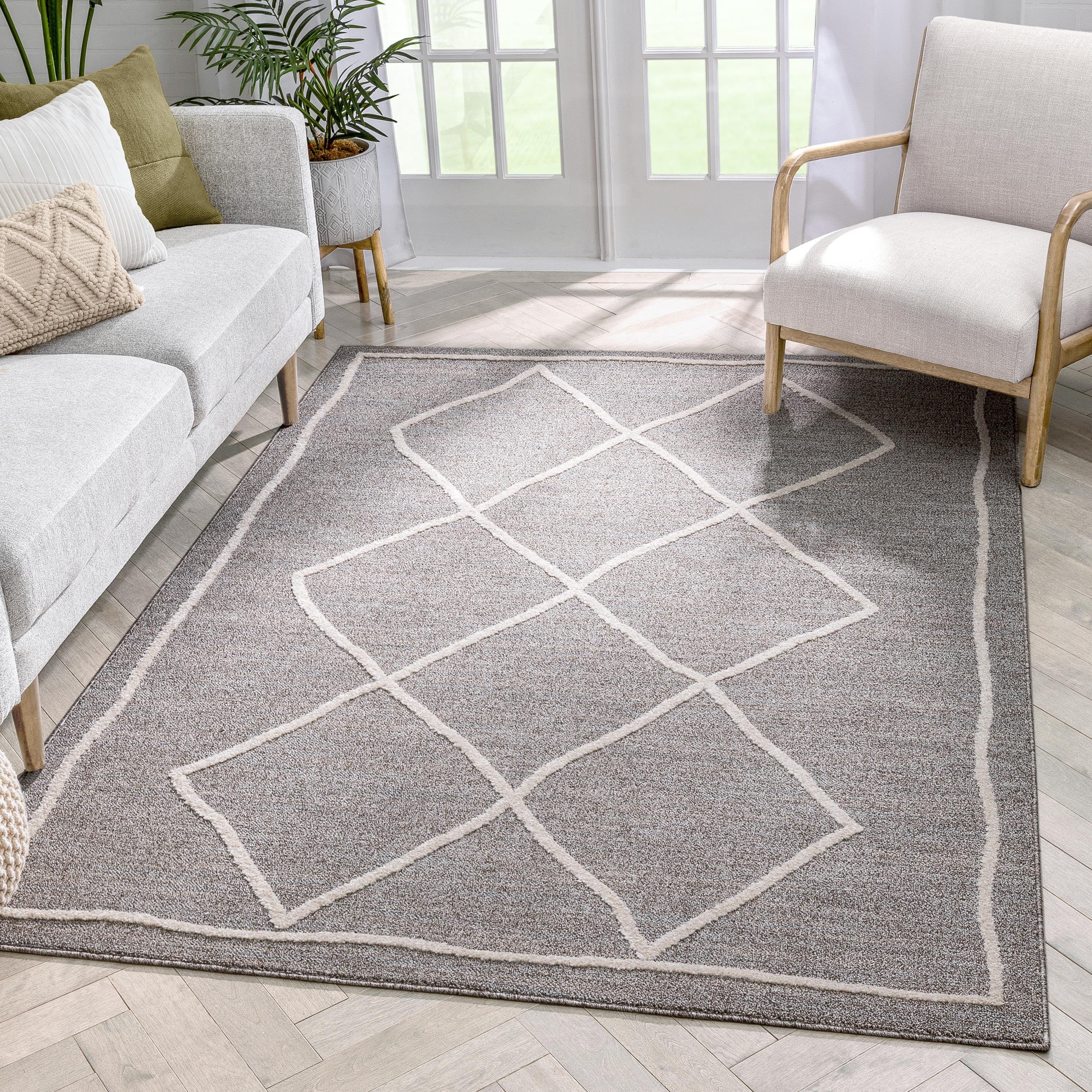 Well Woven Harlow Cora Moroccan Lattice Trellis Taupe 5'3" x 7'3" Area Rug