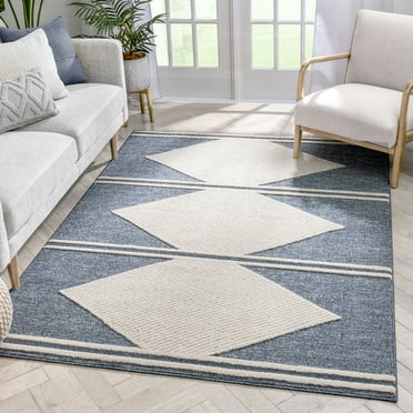 Well Woven Harlow Evie Tribal Diamond Medallion Blue 5'3" x 7'3" Area Rug