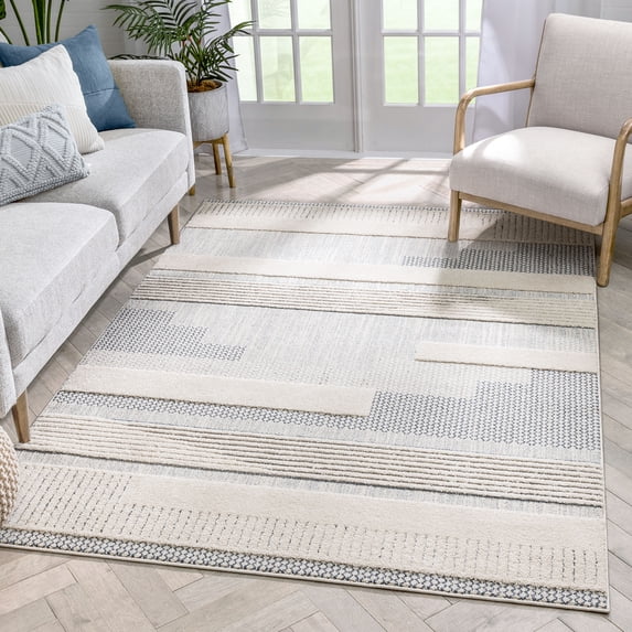 Well Woven Harlow Geometric Area Rug, 9' x 12', High-Low Textured Pile, Plush, Durable Yarn, Globally-Inspired Styles
