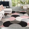thumbnail image 1 of Well Woven Hilda Blush Pink Modern Geometric Circles Boxes 5x7 (5'3" x 7'3") Area Rug, 1 of 8