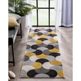 thumbnail image 1 of Well Woven Hilda Gold Modern Geometric Circles & Boxes Pattern Runner Rug (2'7" x 7'3"), 1 of 8