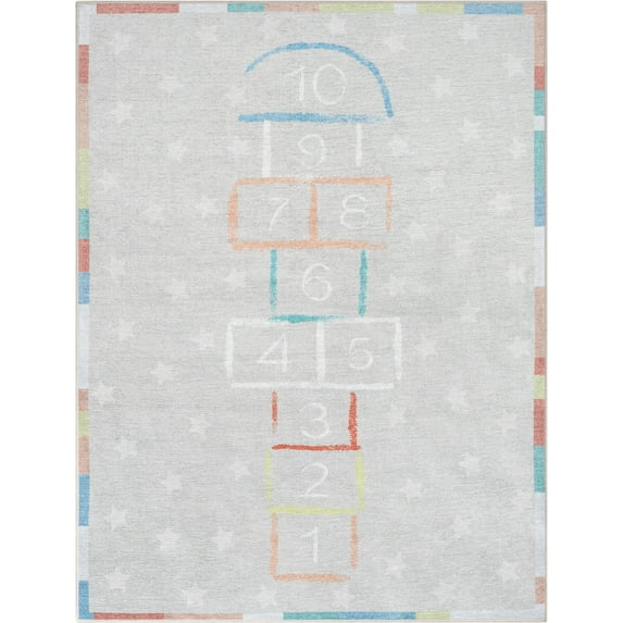 Well Woven Hopscotch Rug Playmat Multicolor 3'3" x 5' Apollo Kids Collection