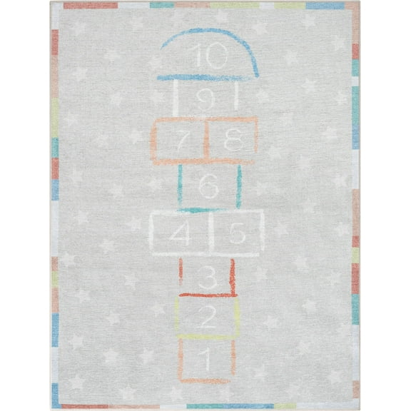 Well Woven Hopscotch Rug Playmat Multicolor 5' x 7' Apollo Kids Collection