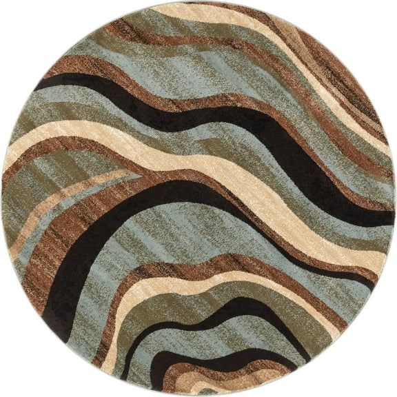 Well Woven Hudson Waves Blue Brown Geometric Modern Area Rug Abstract Lines Multi Rug