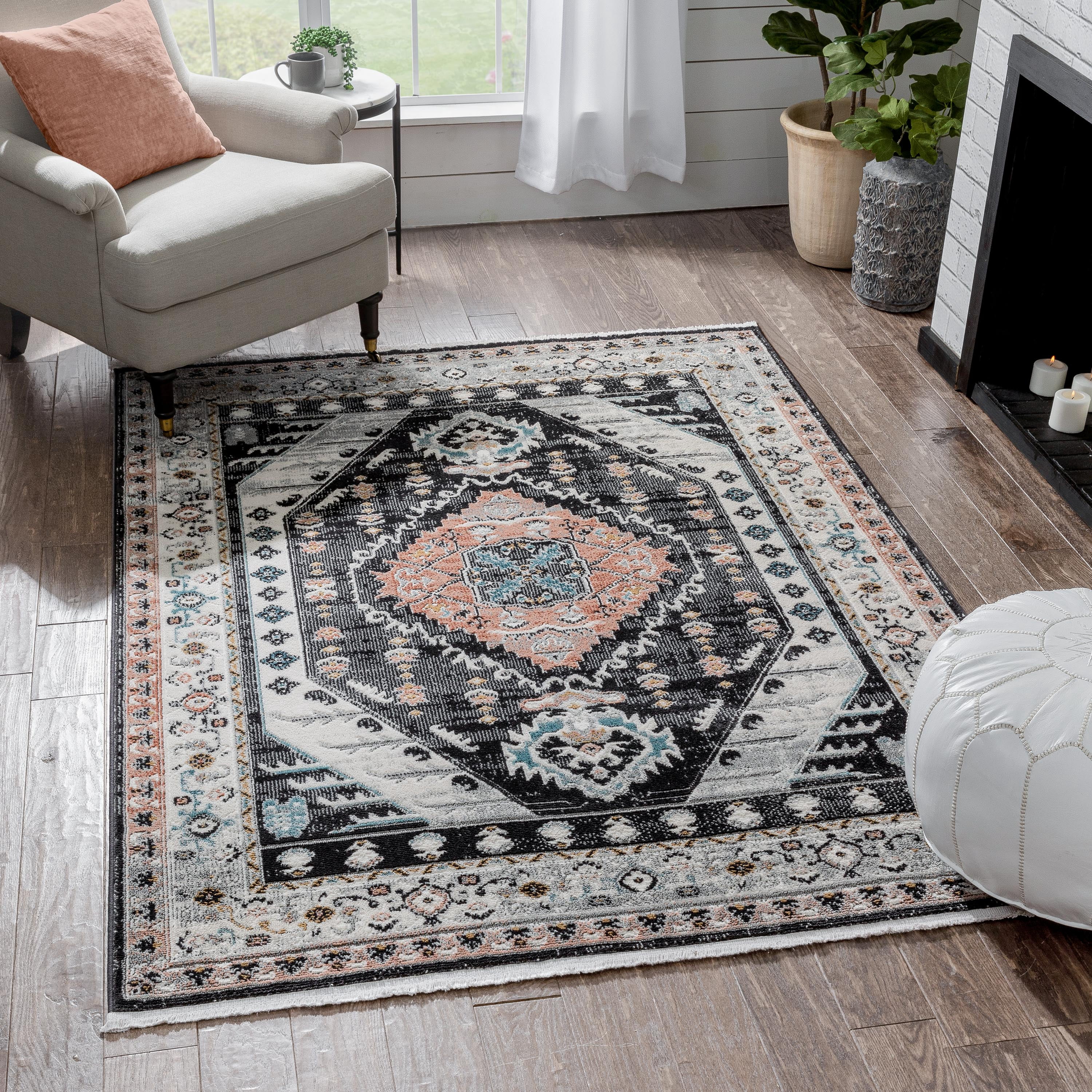 Indira Rug Ruggable Well Woven Indira Julita Vintage Bohemian Tribal Black 6'7'' x 9'6 ...