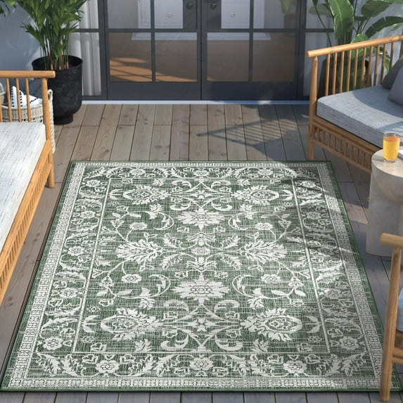 Well Woven Indoor/Outdoor Area Rug 5'3" x 7'3" Delphi Green Persian Oriental