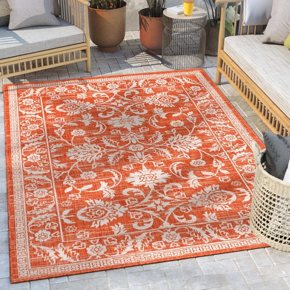 Well Woven Indoor/Outdoor Area Rug 5'3" x 7'3" Delphi Orange Persian Oriental