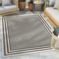 thumbnail image 1 of Well Woven Indoor/Outdoor Area Rug 7'10" x 9'10" Frankie Black & Beige Striped Border, 1 of 7
