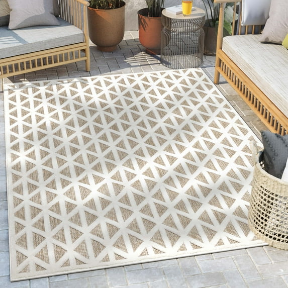 Well Woven Indoor/Outdoor Area Rug 9'3" x 12'6" Ciel Brown Modern Geometric