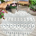 thumbnail image 1 of Well Woven Indoor/Outdoor Nors Light Blue Nordic Lattice 3'11" Round Rug, 1 of 6