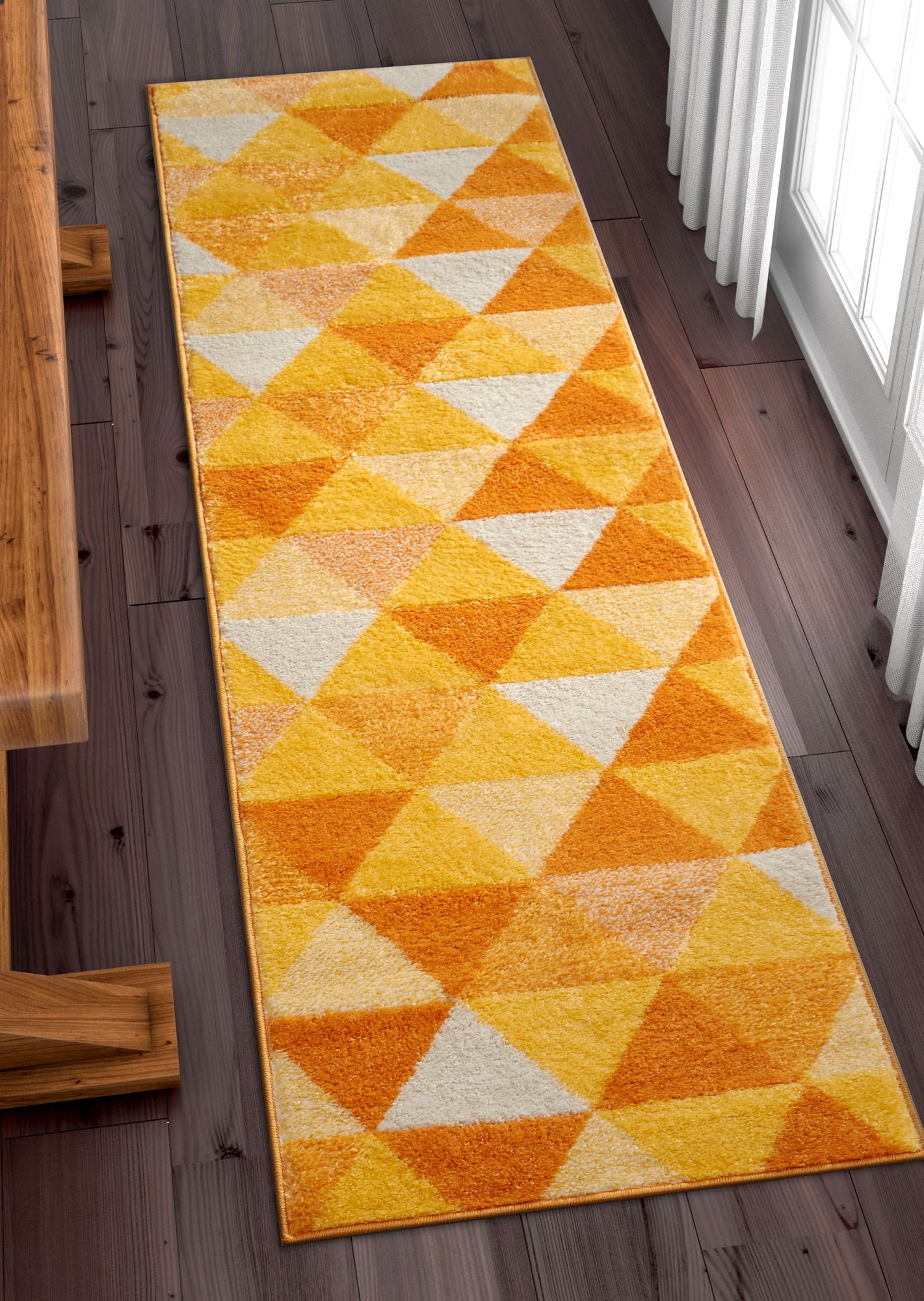 Isometry Rug Well Woven Isometry Orange Yellow Modern Geometric 2' x 7'3