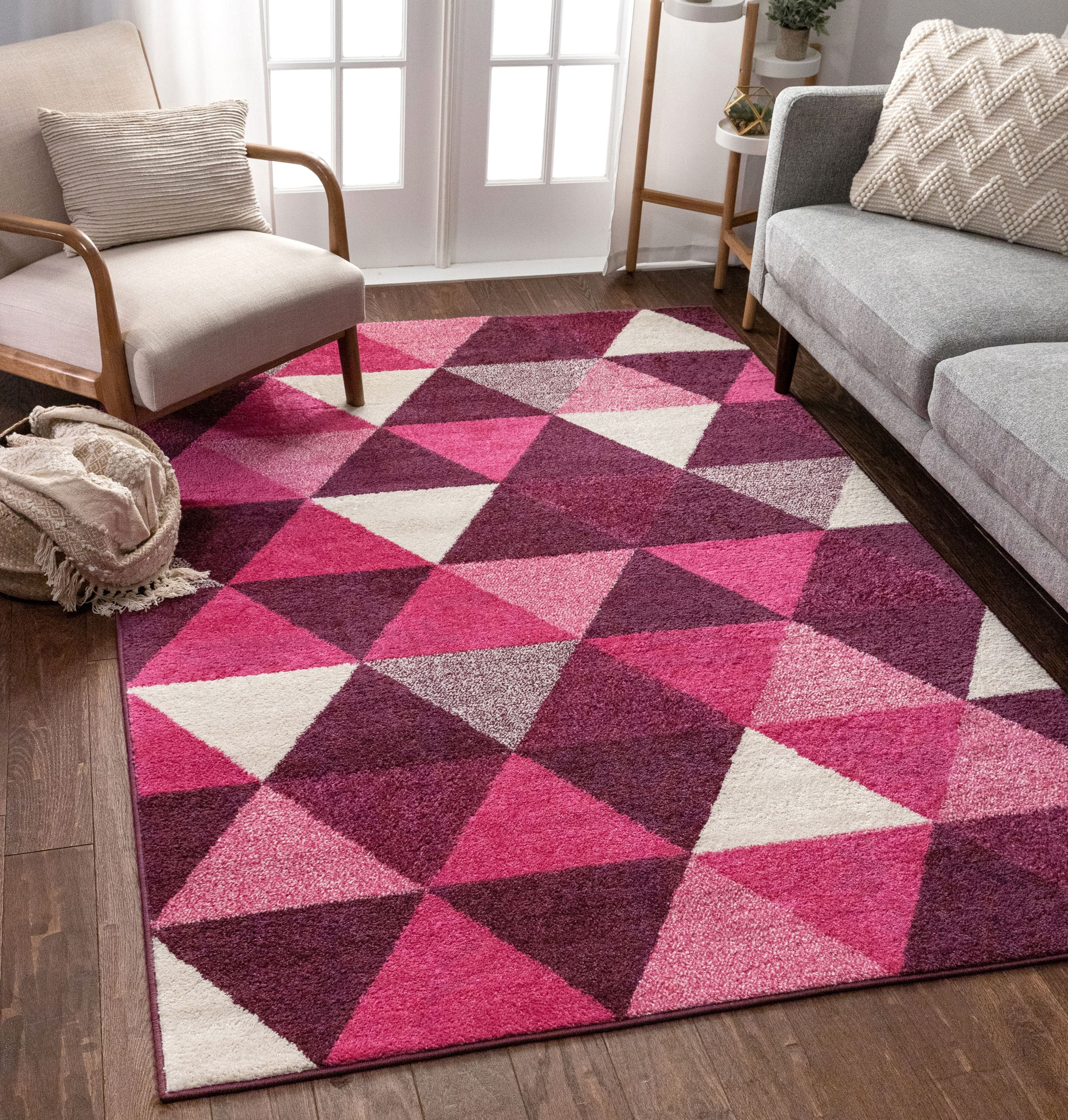 Isometry Rug Well Woven Isometry Purple Pink Modern Geometric 7'10