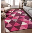 thumbnail image 1 of Well Woven Isometry Purple & Pink Modern Geometric Triangle Pattern 5x7 (5' x 7') Area Rug Soft Shed Free Easy to Clean Stain Resistant, 1 of 6