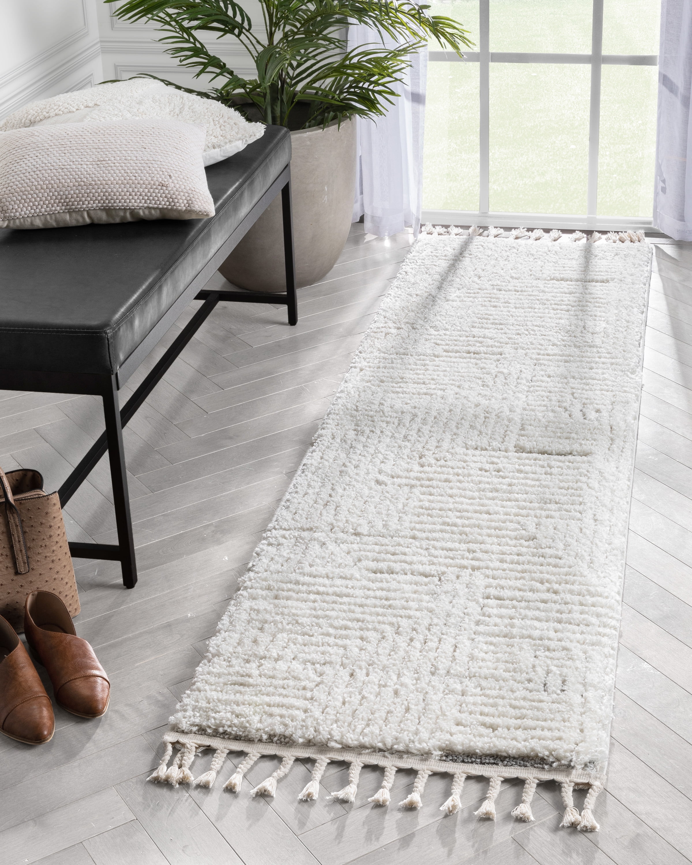 Well Woven Jessa Cream Grey Abstract Squares High-Lo Geometric 2'3" x 7 ...