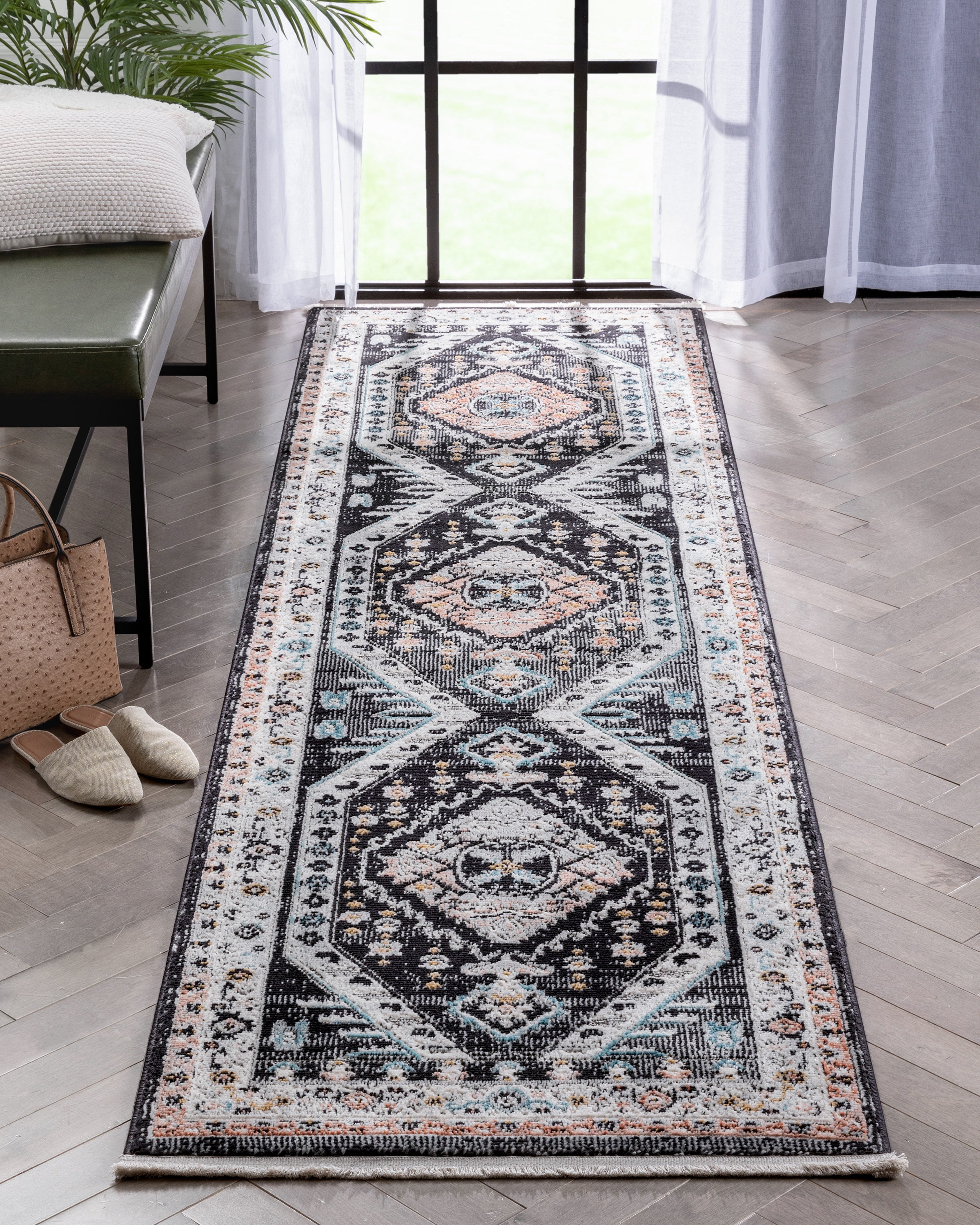 Well Woven Jolena Black Vintage Oriental Medallion Boho (2'7" x 9'10