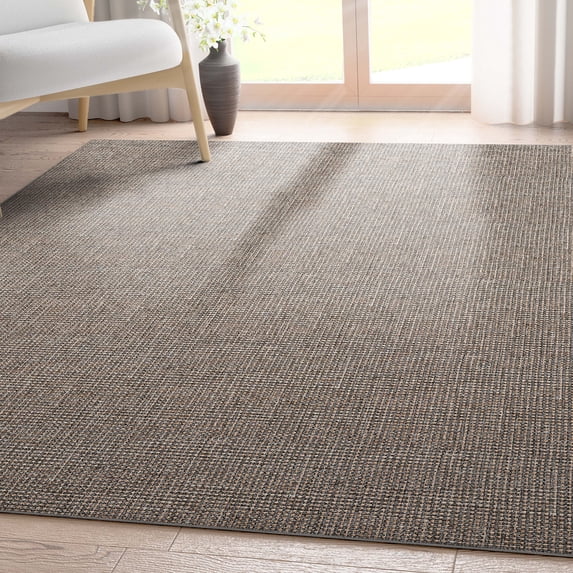 Well Woven Jute Airedale Modern Solid & Striped Flat-Weave Grey 5' x 7' Area Rug