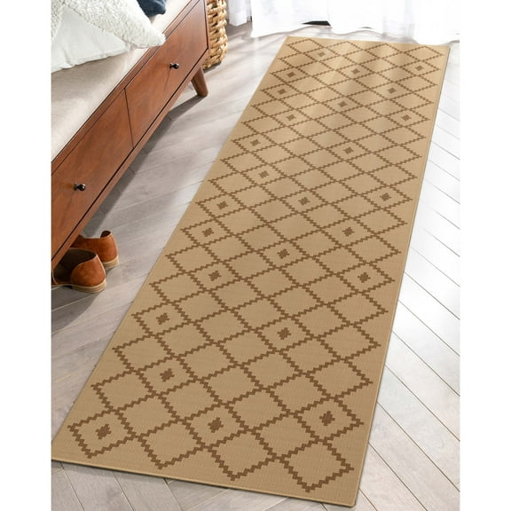 Well Woven Well-Jute Flatweave Akita Diamond 2'3" x 7'3" Runner Rug Brown & Beige