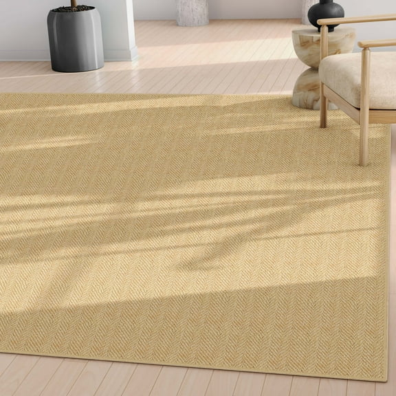 Well Woven Jute Boerboel Modern Geometric Flat-Weave Beige 5' x 7' Area Rug