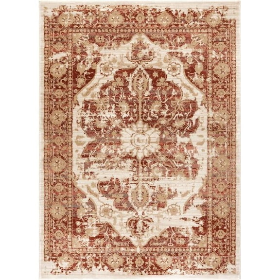 Well Woven KE-30-4 Kensington Maxwell Copper Vintage Modern Medallion Area Rug - 3 ft. 11 in. x 5 ft. 3 in.