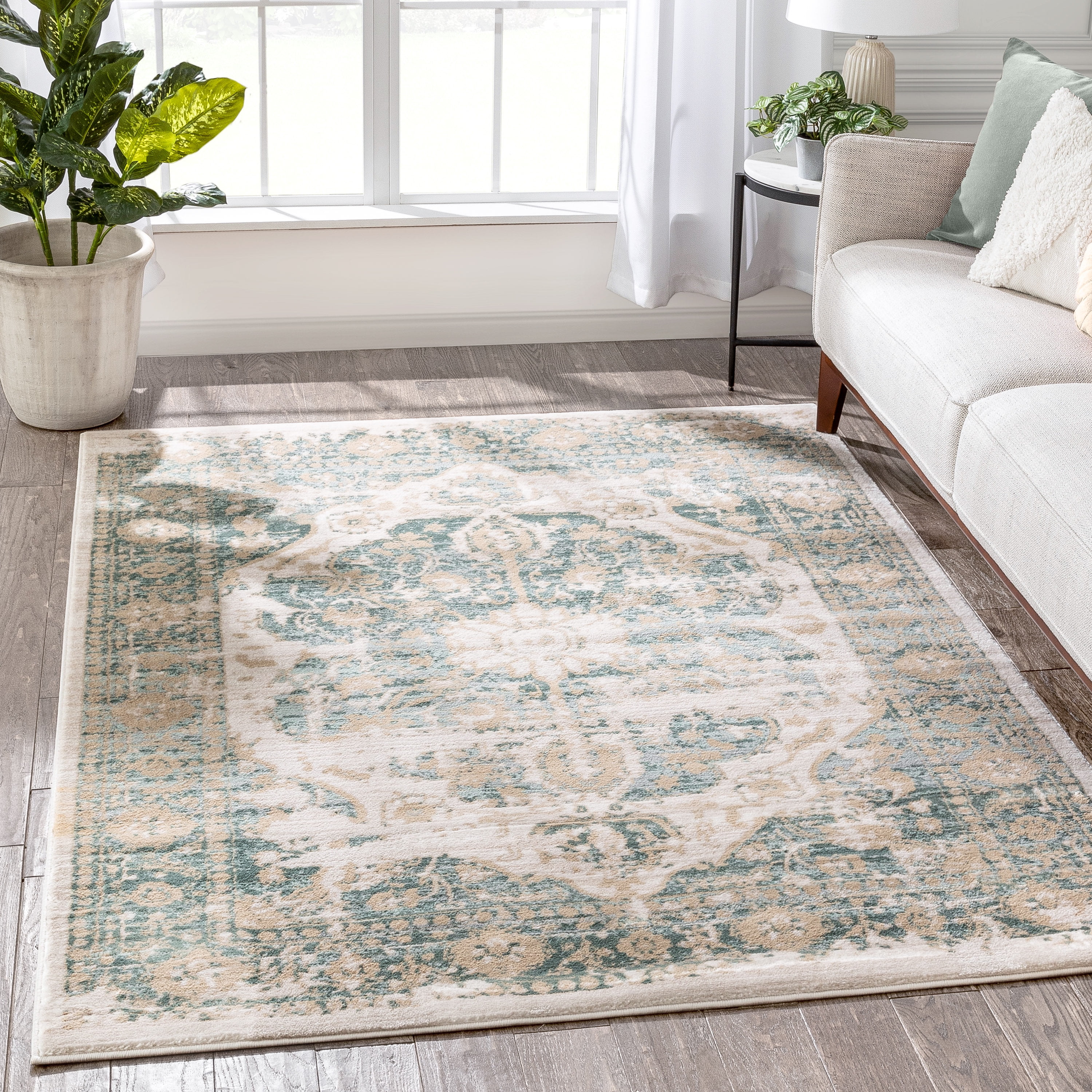 Matwell Rug Well Woven KE-34-4 Kensington Maxwell Blue Vintage Modern Medallion ...