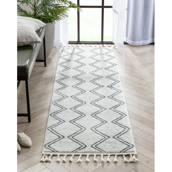 Well Woven Kennedy Reeve Modern Chevron Pattern Kids Grey Ivory 2'3" x 7'3" Runner Rug