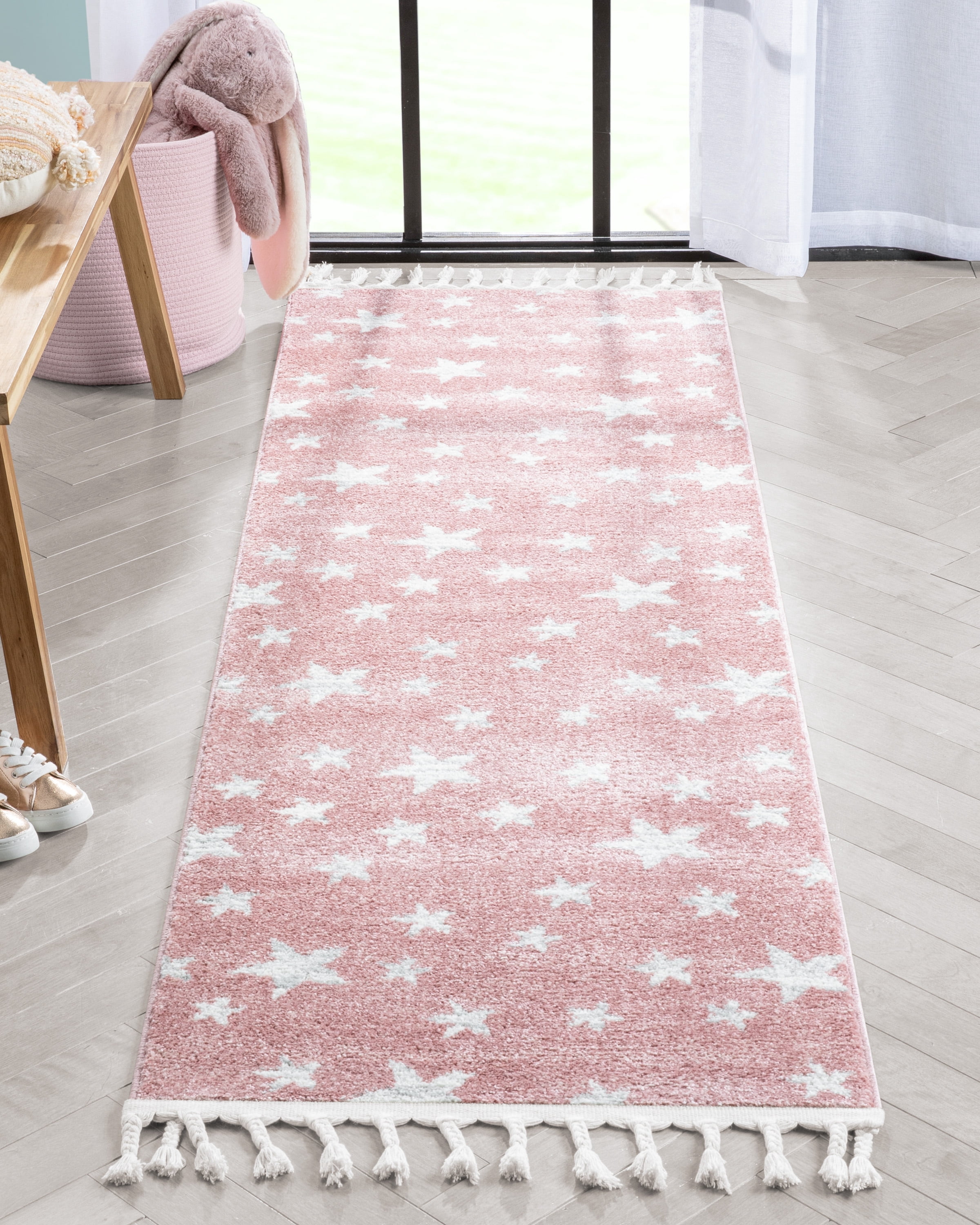Well Woven Kennedy Stars Modern Kids Rug Pink 2'3" x 7'3" Runner Rug