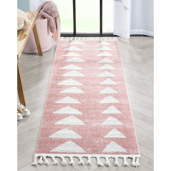 Well Woven Kennedy Triangles Modern Geometric Kids Pink 2'3" x 7'3" Runner Rug