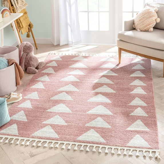 Well Woven Kennedy Triangles Modern Geometric Pattern Pink 5'3