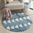 thumbnail image 1 of Well Woven Tango Blue Geometric Triangle Pattern Stain-resistant Area Rug (4' Round), 1 of 7