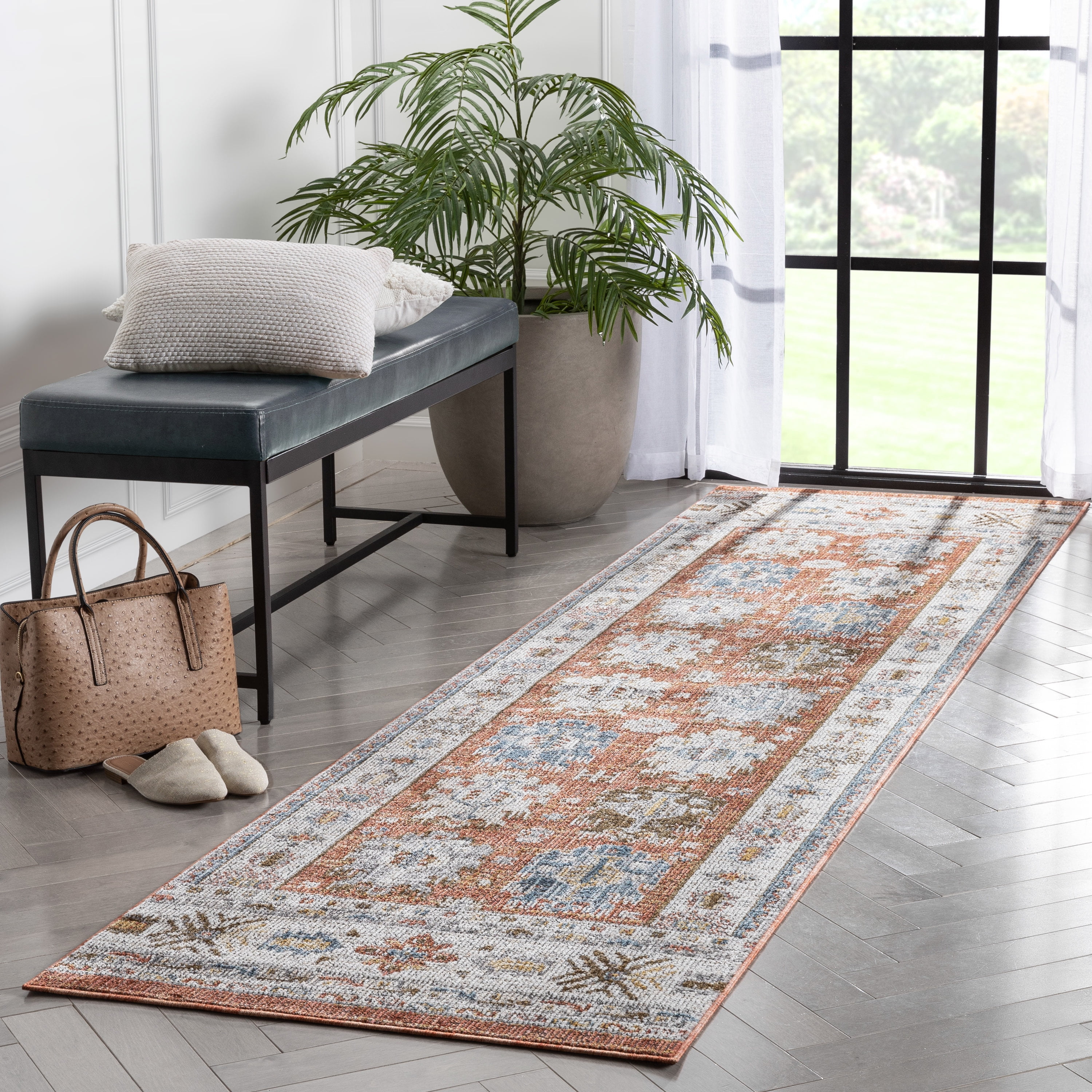 Well Woven Kensdrel Rust Vintage Tribal Border Runner Rug 3x10 (2'7