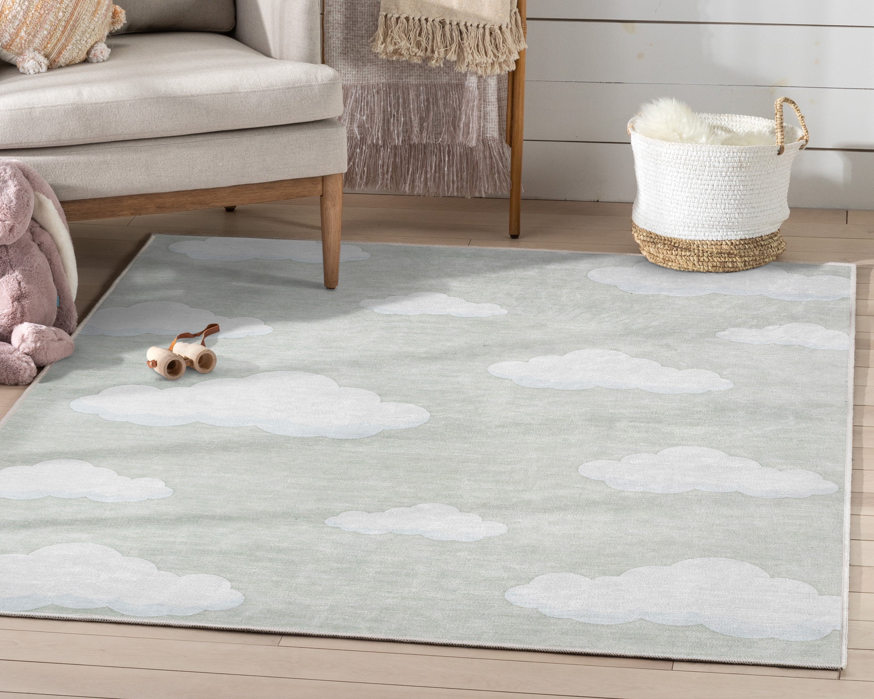Well Woven Kids Rugs Cloud 9 Modern Brown Printed Distressed Machine Washable 3'3" x 5' Area Rug