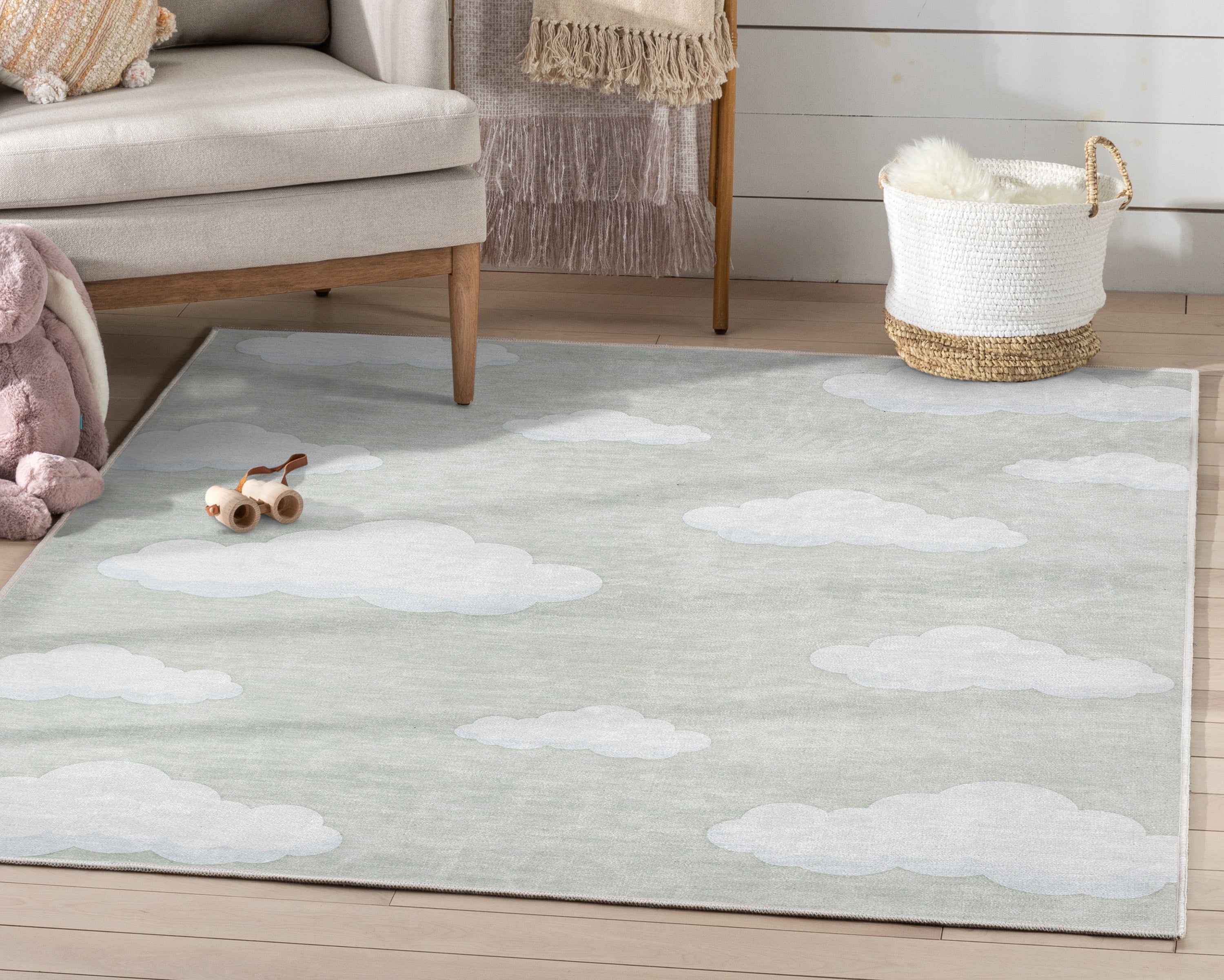 Well Woven Kids Rugs Cloud 9 Modern Brown Printed Distressed Machine Washable 6' x 9' Area Rug
