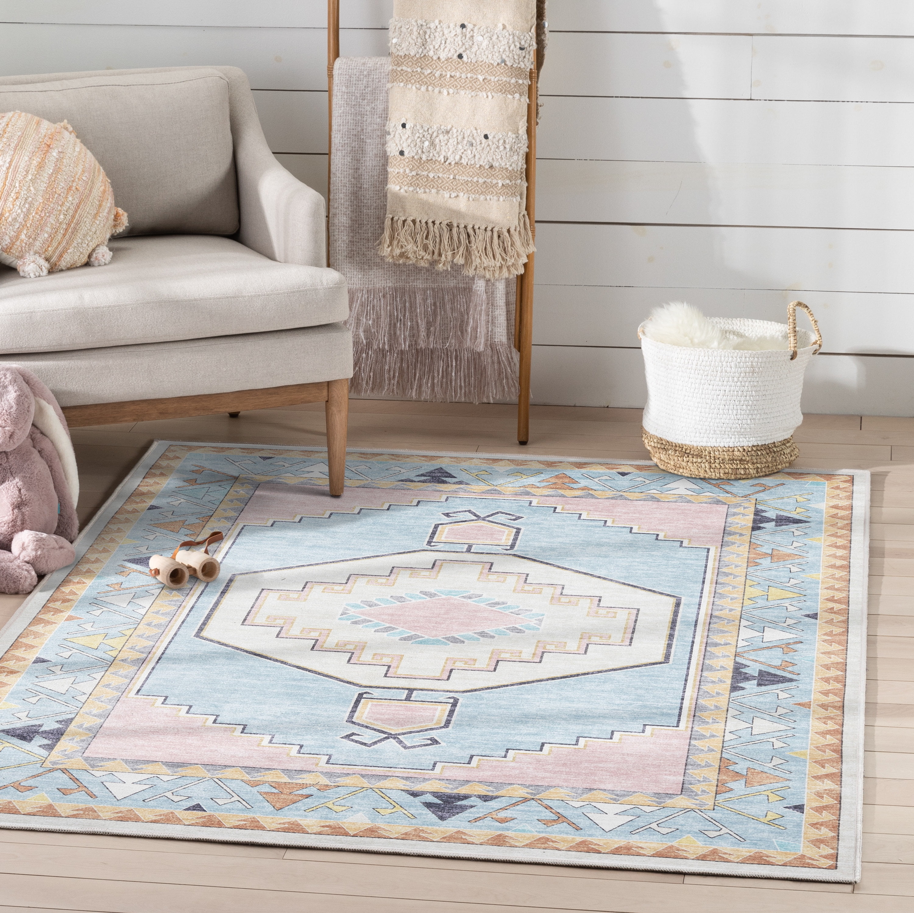 Patterned Rug Kids Well Woven Kids Rugs - Ethnic Soft Medallion Pink Rug - Walmart.com