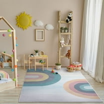 Well Woven Kids Rugs Kaleidoscope Rainbow Modern Multi Color Printed Distressed Machine Washable 3'3" x 5' Area Rug