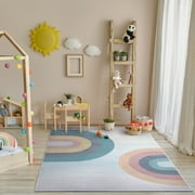 Well Woven Kids Rugs Kaleidoscope Rainbow Modern Multi Color Printed Distressed Machine Washable 33 x 5 Area Rug