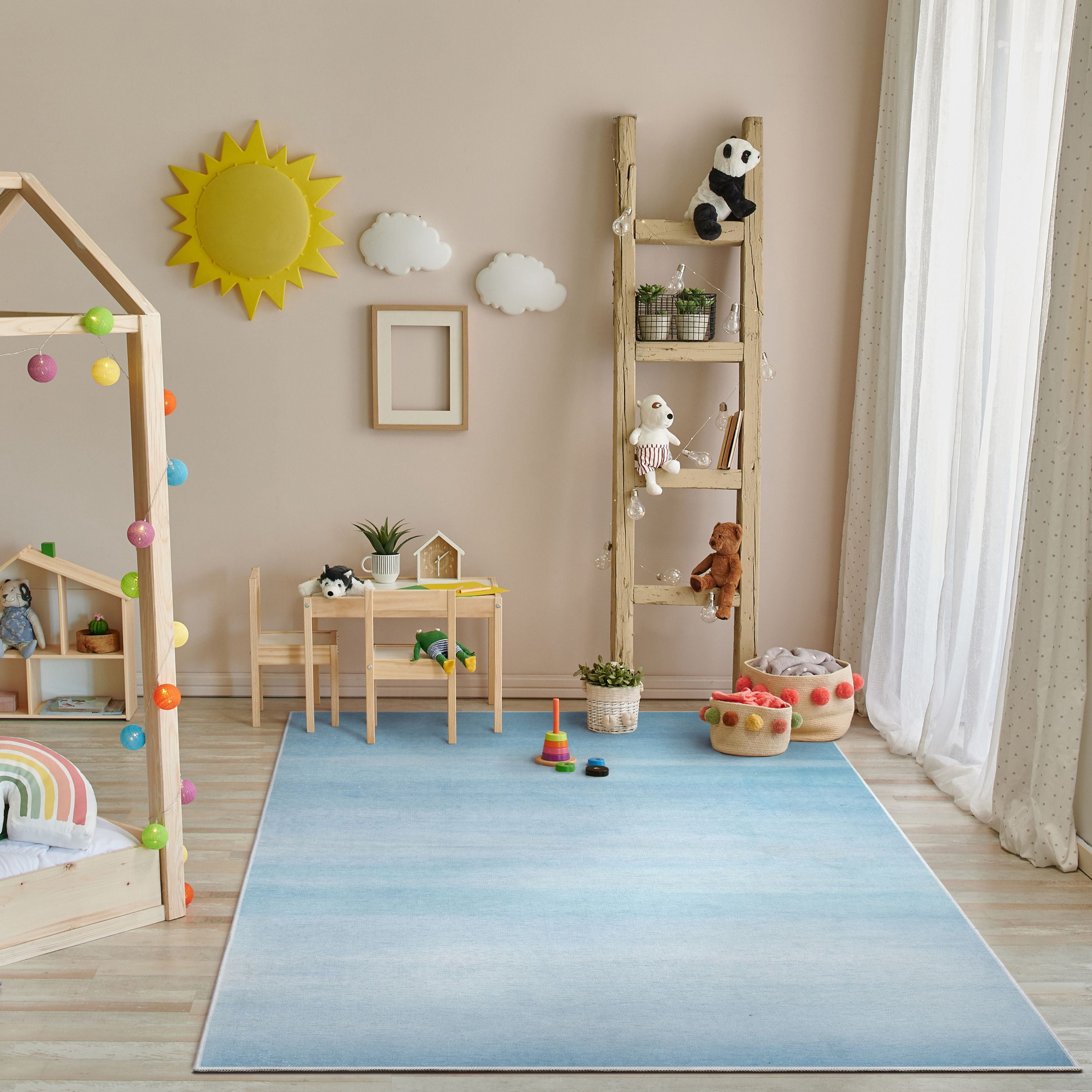 Well Woven Kids Rugs Nightfall Modern Blue Printed Distressed Machine Washable 6' x 9' Area Rug