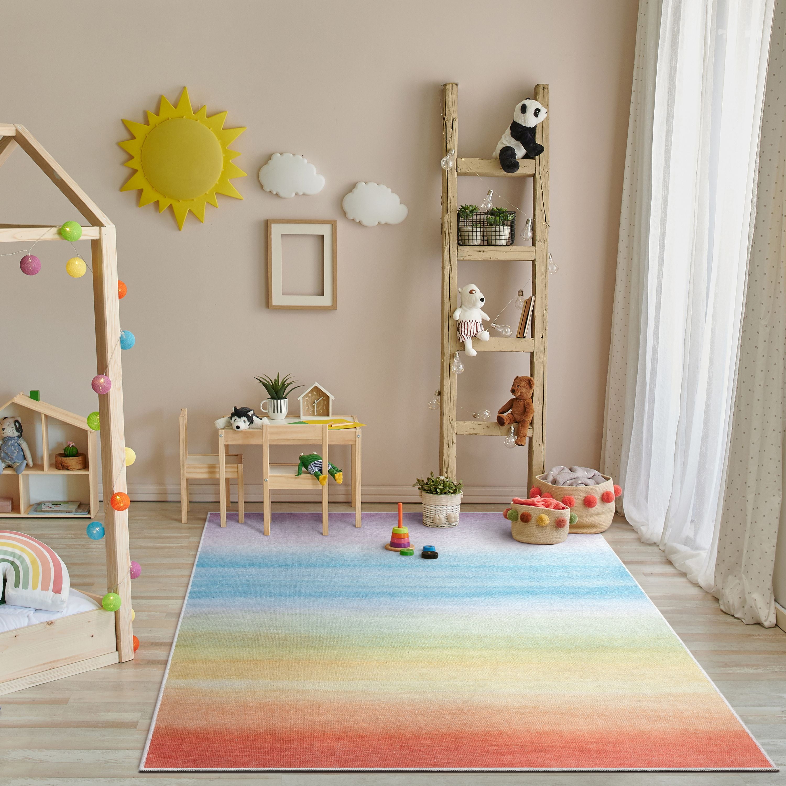 Well Woven Kids Rugs Sunrise Modern Multi Color Flat Pile Easy to Clean 9'10" x 13' Area Rug for Living Room Dining Room Bedroom and Kitchen
