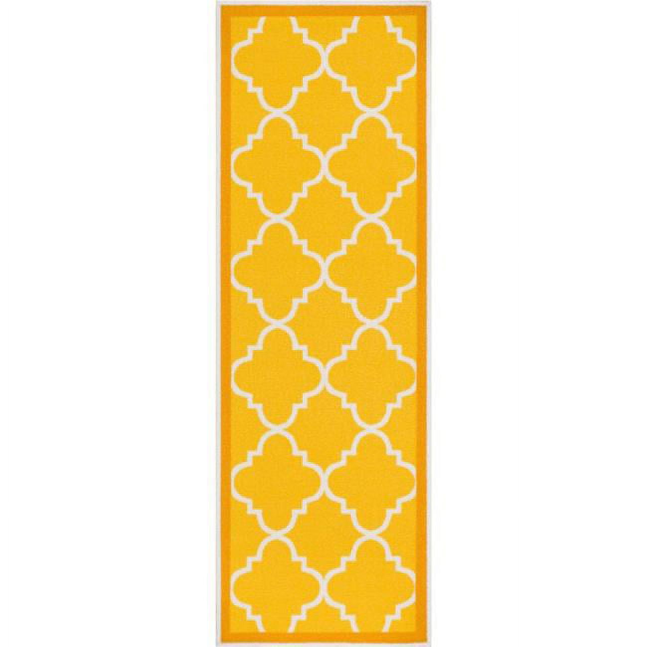 Well Woven Kings Court Brooklyn Trellis Modern Gold Machine Washable Indoor/Outdoor 2'7" x 12' Runner Area Rug