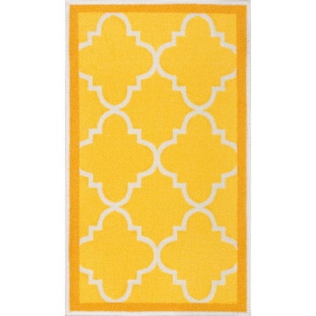 Well Woven Kings Court Brooklyn Trellis Modern Gold Machine Washable Indoor/Outdoor 3'3" x 4'7" Area Rug