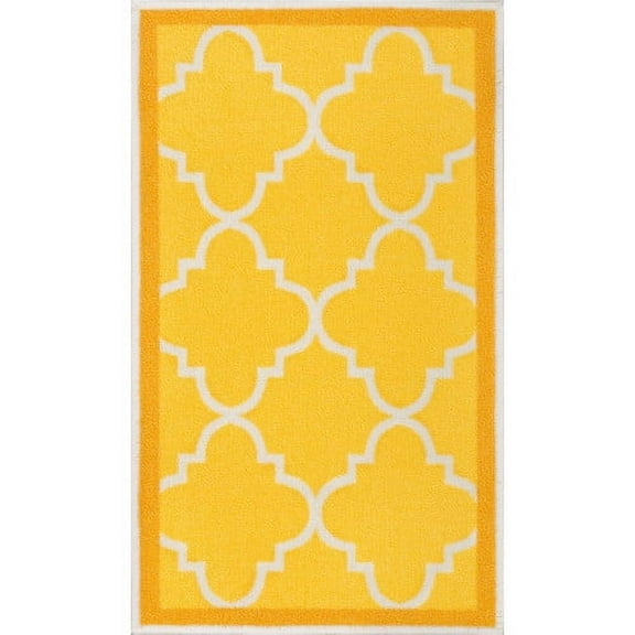 Well Woven Kings Court Brooklyn Trellis Modern Gold Machine Washable Indoor/Outdoor 3'3" x 4'7" Area Rug
