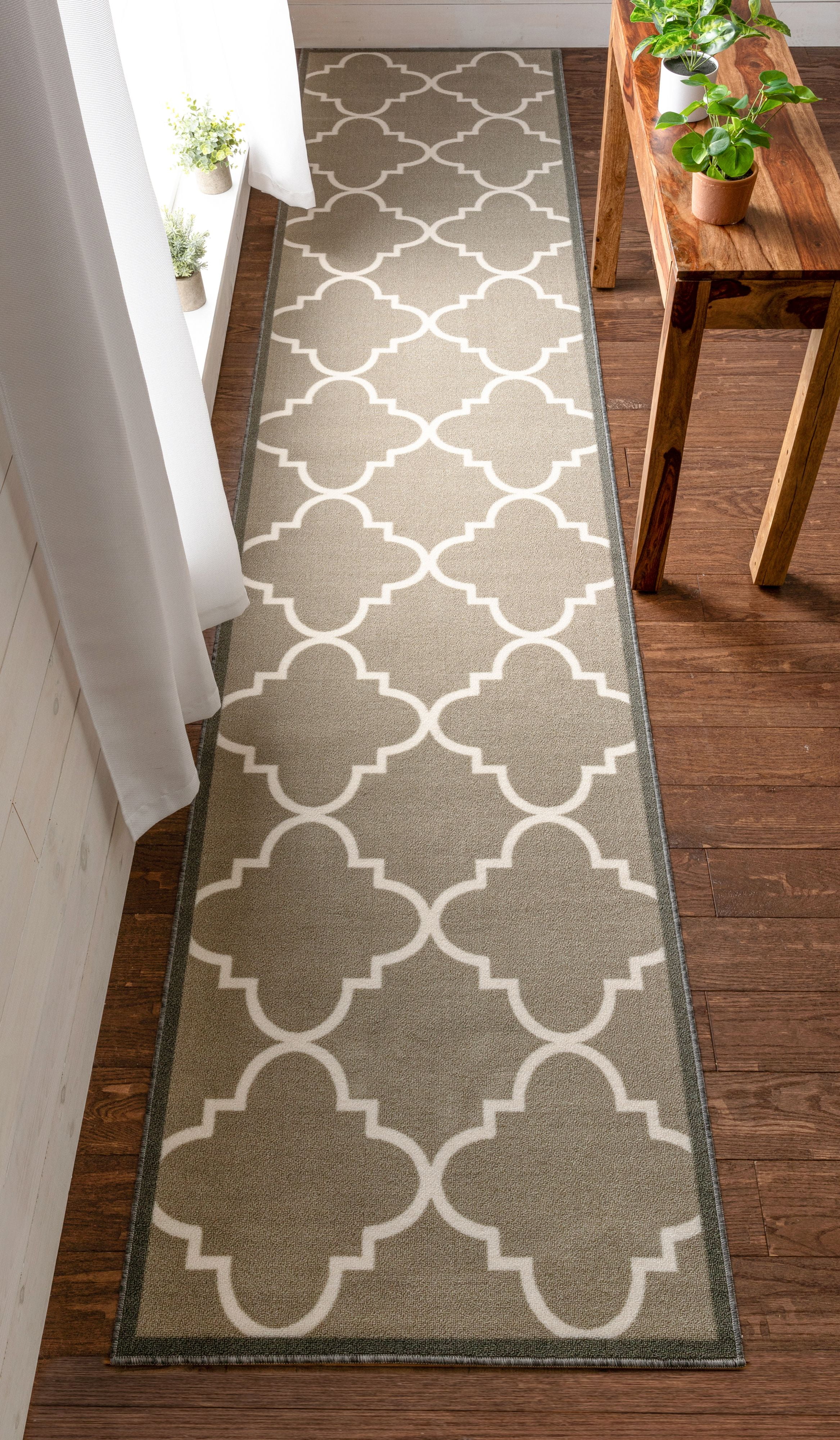 Well Woven Kings Court Brooklyn Trellis Modern Grey Machine Washable Indoor/Outdoor 2'7" x 12' Runner Area Rug