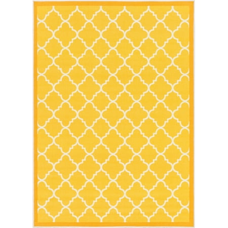 Well Woven Kings Court Brooklyn Trellis Modern Lattice Geometric Gold 2' x 3' Low Pile Accent Area Rug