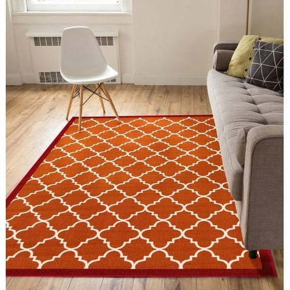 Well Woven Kings Court Brooklyn Trellis Modern Red Machine Washable Indoor/Outdoor 7'10" x 9'10" Area Rug