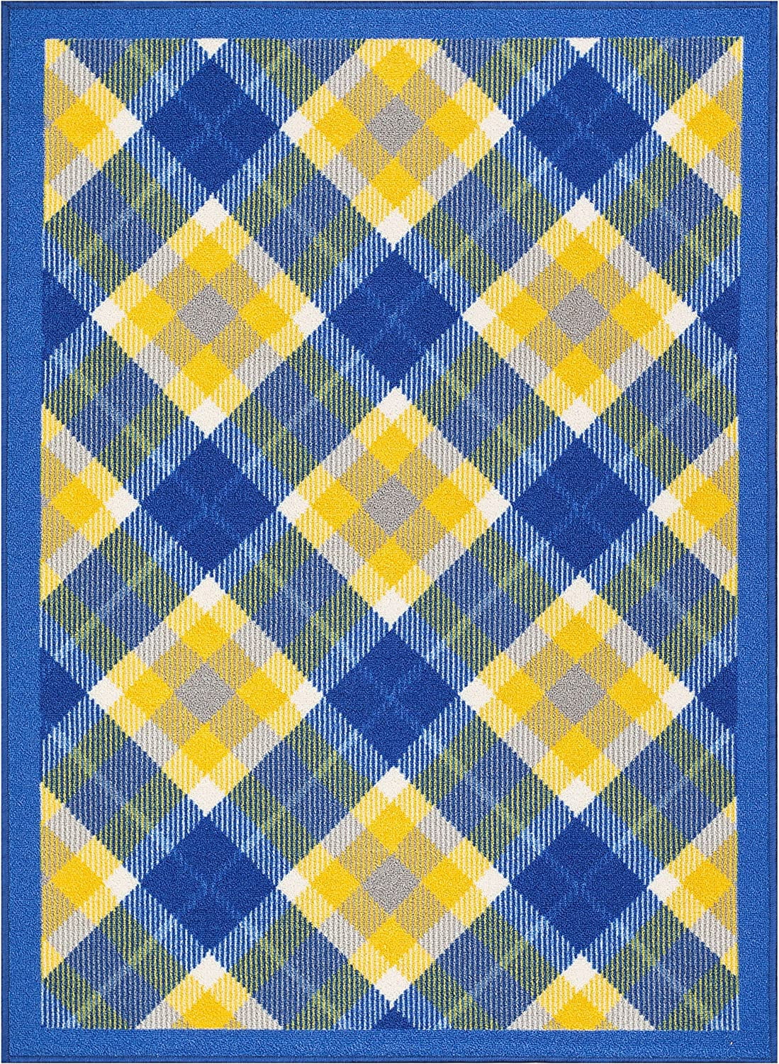 Well Woven 67364 Clark Modern Non Slip Washable Rug, Blue - 3 ft. 3 in. x 4 ft. 7 in.