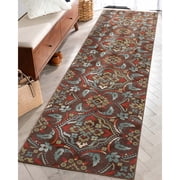 Well Woven Kings Court Florence Brown Traditional Modern Floral Brown 27 x 910 Runner Rug