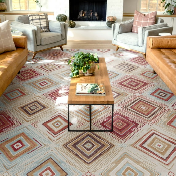 Well Woven Kings Court Richard Moroccan Tribal Flatweave Ivory 7'10" x 9'10" Area Rug