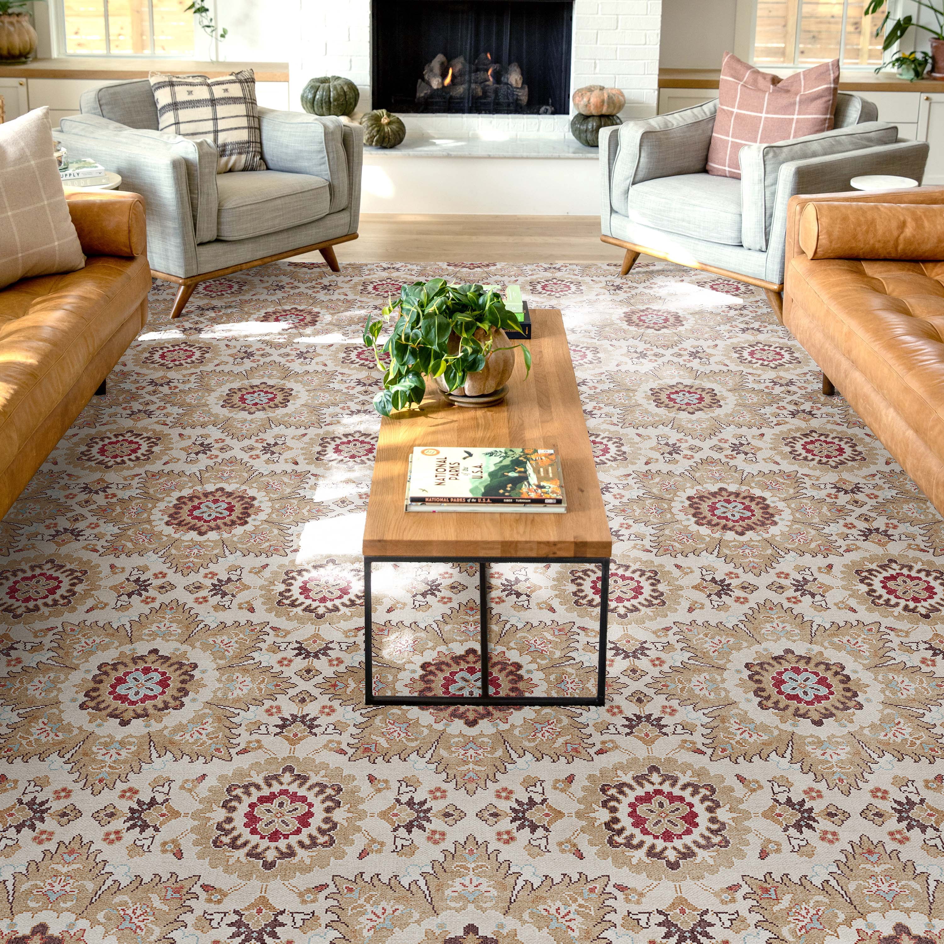 Well Woven Kings Court Victoria Transitional Geometric Flatweave Ivory 5' x 7' Area Rug