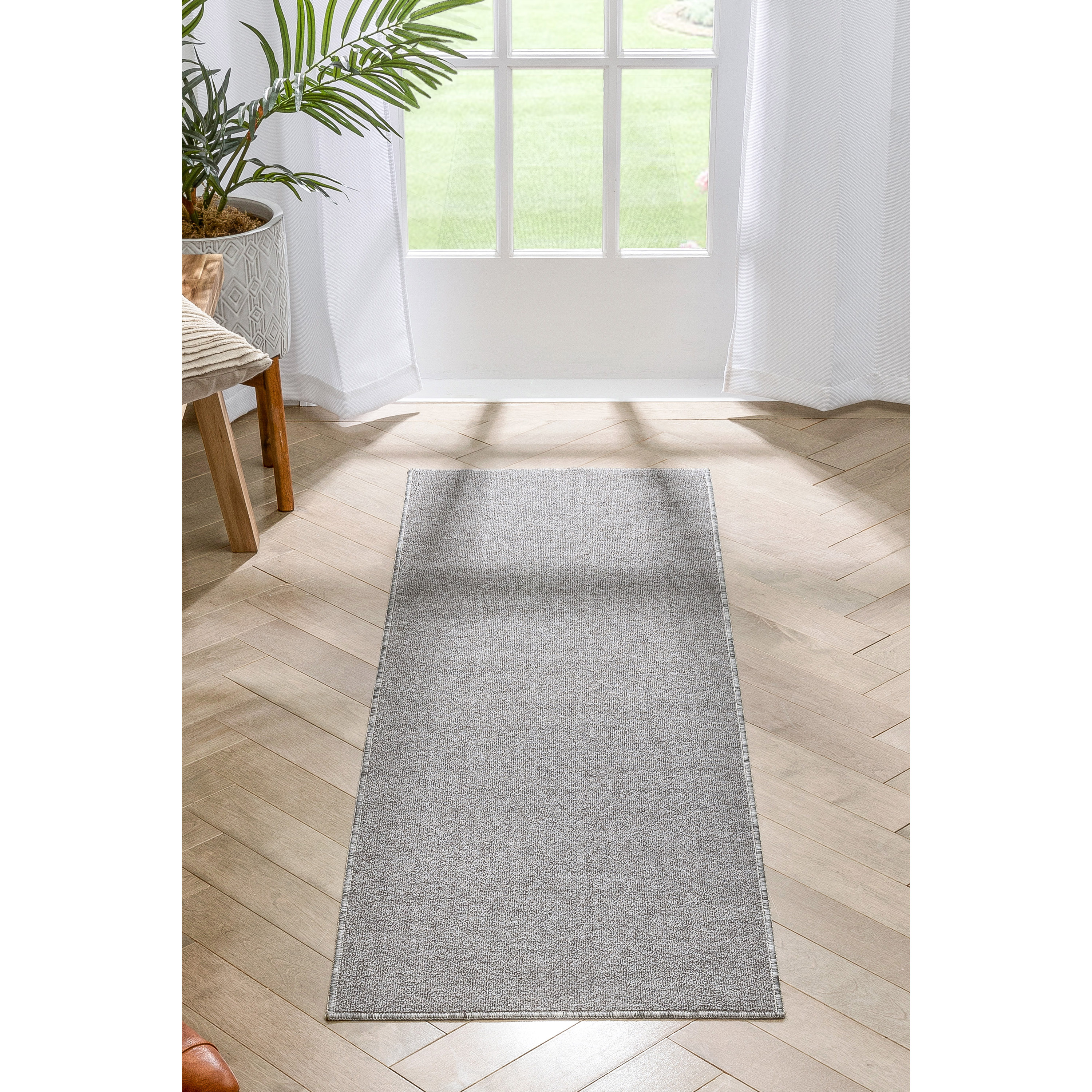 Well Woven Kings Court Warby Modern Grey Non Slip Washable 1'8" x 5' Stair Tread Area Rug