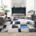 thumbnail image 1 of Well Woven Lane Blue Modern Geometric Boxes & Squares Pattern Area Rug, 1 of 9
